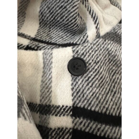 Mossimo Supply Co. Black and White Plaid Hooded Wrap Coat with Belt size M - Picture 8 of 10